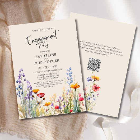 Farbenfrohe Wildblume Engagement Party Elegant Bei Einladung