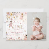 Farbenfrohe Wildblume Fairy 1. Geburtstag Foto Einladung (Vorderseite)