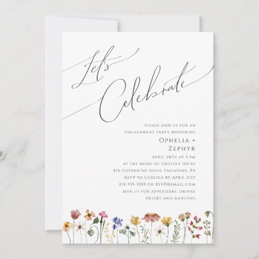 Farbenfrohe Wildblume | Feiern wir Einladung (Vorderseite)