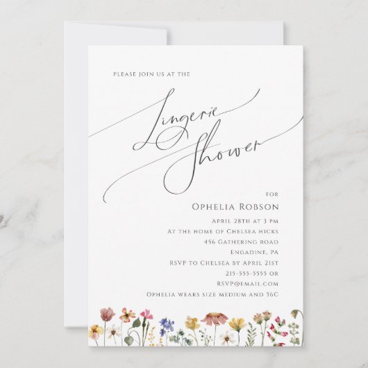 Farbenfrohe Wildblume | Fingerie Dusche Einladung (Vorderseite)