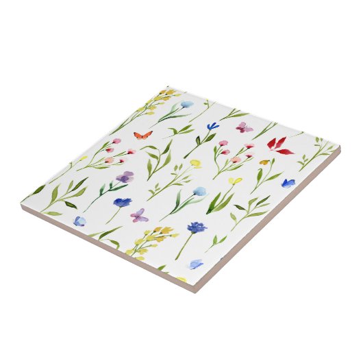 Farbenfrohe Wildblume Fliese (Seite)