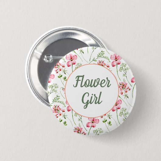 Farbenfrohe Wildblume Flower Girl Button (Vorne & Hinten)