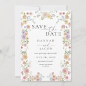 Farbenfrohe Wildblume Foto Hochzeit Save The Date (Vorderseite)