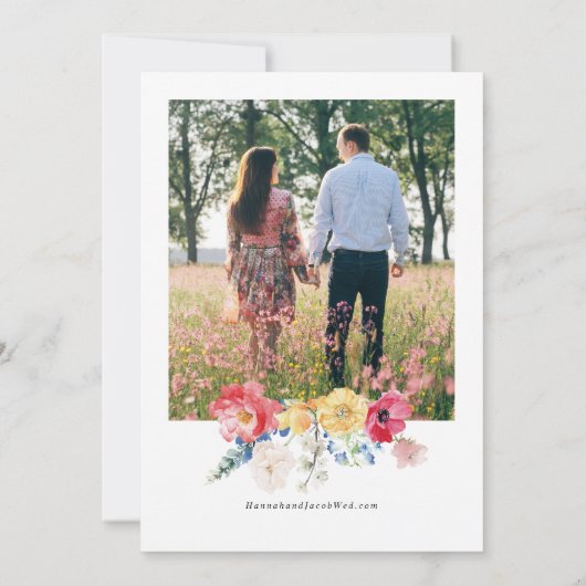 Farbenfrohe Wildblume Foto Hochzeit Save The Date (Rückseite)