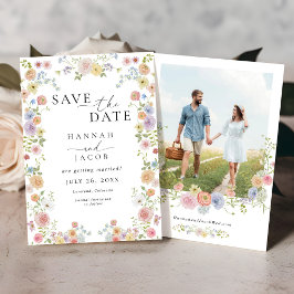 Farbenfrohe Wildblume Foto Hochzeit Save The Date