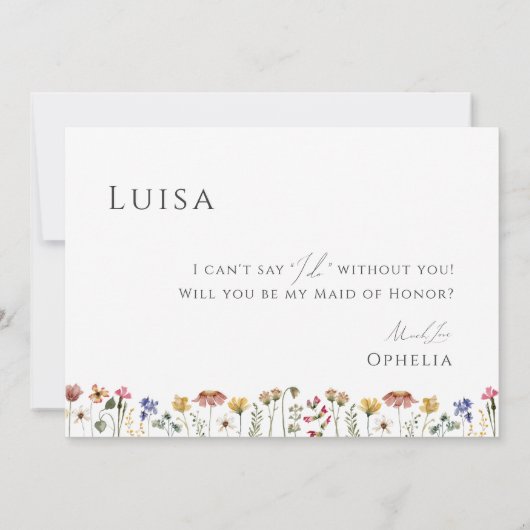 Farbenfrohe Wildblume | Foto Trauzeugin Card Einladung (Rückseite)