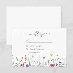 Farbenfrohe Wildblume Frühjahrssommer RSVP Karte