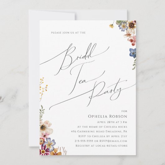 Farbenfrohe Wildblume | Garden Bridal Tee Party Einladung (Vorderseite)