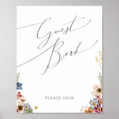 Farbenfrohe Wildblume | Garden Guest Book Sign Poster (Vorne)