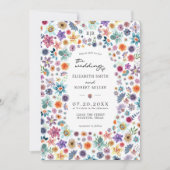 Farbenfrohe Wildblume Garden QR Code Hochzeitsszen Einladung (Vorderseite)