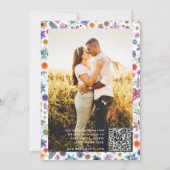 Farbenfrohe Wildblume Garden QR Code Hochzeitsszen Einladung (Rückseite)