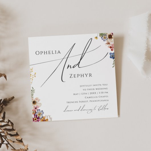 Farbenfrohe Wildblume | Garden Square Wedding Einladung