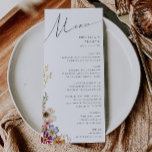 Farbenfrohe Wildblume | Garden Wedding Dinner Menu Menükarte<br><div class="desc">Diese farbenfrohe Wildblume | Garten Hochzeitsessen Menü ist perfekt für Ihre einfache, whimsical boho Regenbogen Sommer Hochzeit. Die hellen, zauberhaften Rosa-, Gelb-, Orange- und Goldfloralen verleihen diesem Produkt das Gefühl eines minimalistisch eleganten Vintagen Hippie-Frühlingsgartens. Das moderne Design ist künstlerisch und zart und zeigt eine klassische erdige Wiese in Aquarell. Egal...</div>