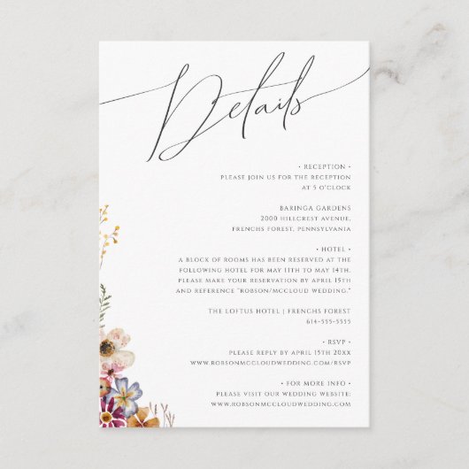 Farbenfrohe Wildblume | Gartendetails Begleitkarte (Vorderseite)