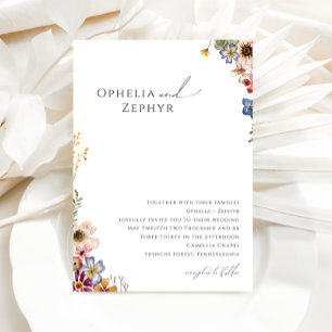 Farbenfrohe Wildblume Gartenhochzeit Einladung