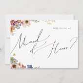 Farbenfrohe Wildblume | Gartenkarte Trauzeugin Einladung (Vorderseite)