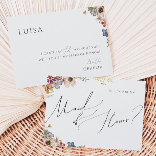 Farbenfrohe Wildblume | Gartenkarte Trauzeugin Einladung