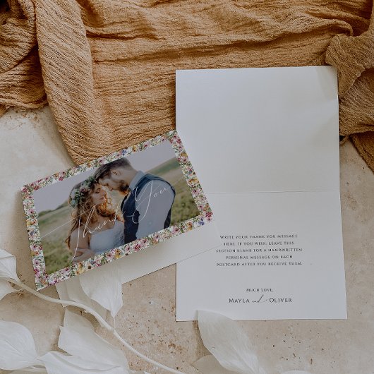 Farbenfrohe Wildblume | Gedecktes Foto Dankeskarte