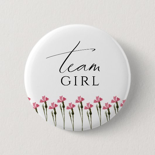 Farbenfrohe Wildblume Gender Reveal Team Girl Button (Vorderseite)