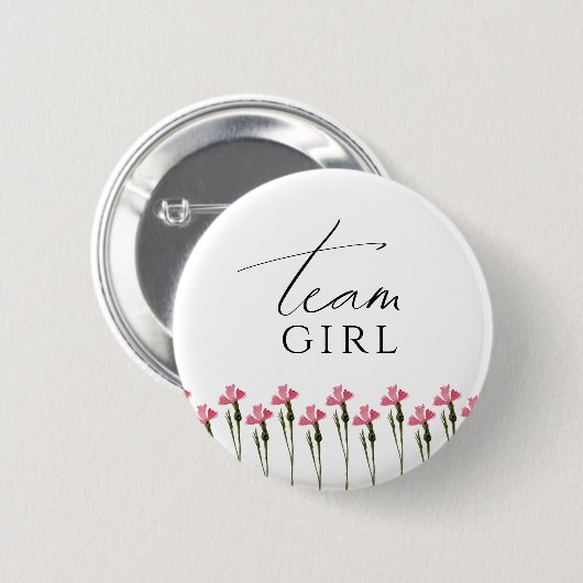 Farbenfrohe Wildblume Gender Reveal Team Girl Button (Vorne & Hinten)