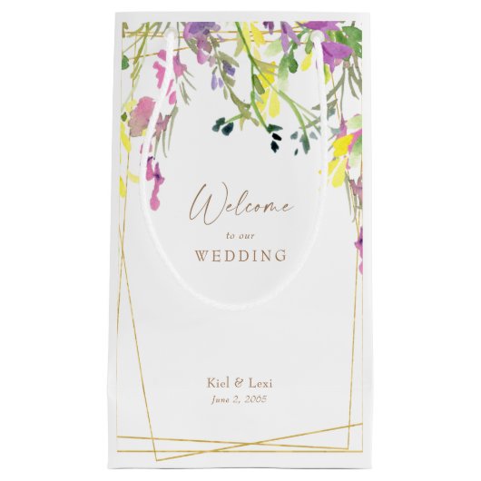 Farbenfrohe Wildblume Geometric Wedding Welcome Go Kleine Geschenktüte (Vorderseite)