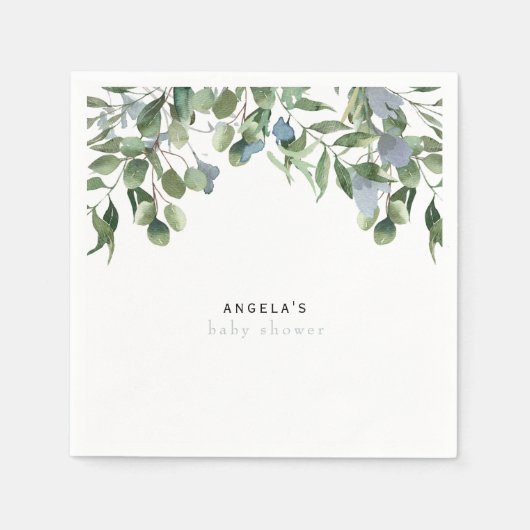 Farbenfrohe Wildblume Greenery Custom Blue Baby Serviette (Vorderseite)