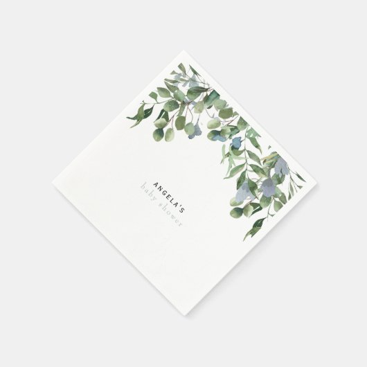 Farbenfrohe Wildblume Greenery Custom Blue Baby Serviette (Ecke)