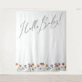 Farbenfrohe Wildblume Hallo Baby Hintergrund Wandteppich (Vorderseite)
