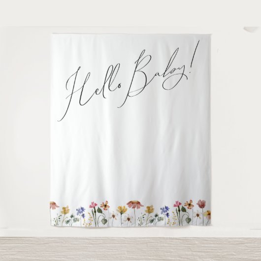 Farbenfrohe Wildblume Hallo Baby Hintergrund Wandteppich (Vorderseite)