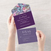 farbenfrohe Wildblume Hochzeit All In One Einladung (Abreißen)