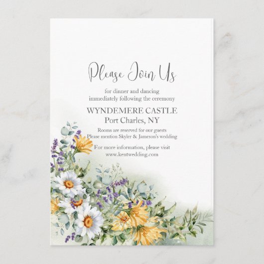 farbenfrohe Wildblume Hochzeit Begleitkarte (Vorderseite)