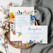 Farbenfrohe Wildblume Hochzeit Begleitkarte