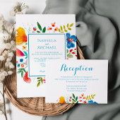 Farbenfrohe Wildblume Hochzeit Begleitkarte