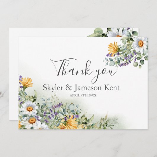 Farbenfrohe Wildblume Hochzeit Danke (Vorne/Hinten)