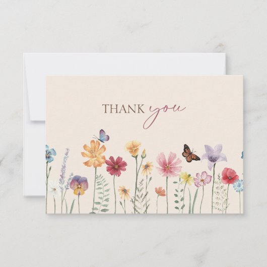 Farbenfrohe Wildblume Hochzeit Danke Karte (Vorderseite)