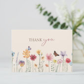 Farbenfrohe Wildblume Hochzeit Danke Karte (Stehend Vorderseite)