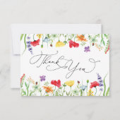 Farbenfrohe Wildblume Hochzeit Danke Karte (Vorderseite)