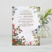 farbenfrohe Wildblume Hochzeit Einladung (Stehend Vorderseite)
