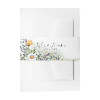 farbenfrohe Wildblume Hochzeit Einladungsbanderole