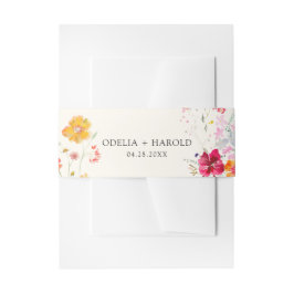 farbenfrohe Wildblume Hochzeit Einladungsbanderole