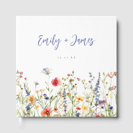farbenfrohe Wildblume Hochzeit Gästebuch