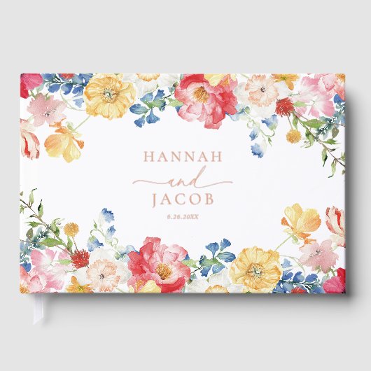 farbenfrohe Wildblume Hochzeit Gästebuch (Vorderseite)