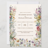 Farbenfrohe Wildblume Hochzeit im Wasser Einladung (Vorderseite)