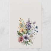 Farbenfrohe Wildblume Hochzeit im Wasser Menükarte (Rückseite)