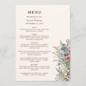 Farbenfrohe Wildblume Hochzeit im Wasser Menükarte (Vorderseite)