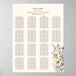 Farbenfrohe Wildblume Hochzeit im Wasser Poster