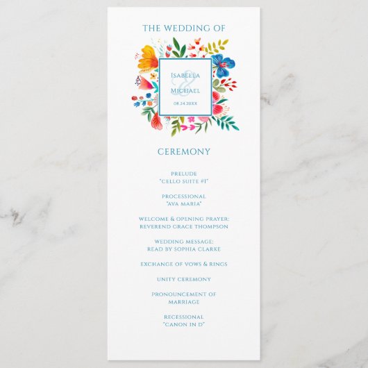 Farbenfrohe Wildblume Hochzeit im Wasser Programm (Vorderseite)