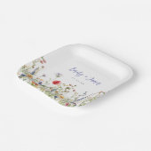 farbenfrohe Wildblume Hochzeit Pappteller (Gewinkelt)