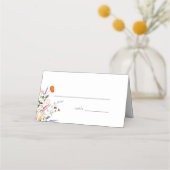 farbenfrohe Wildblume Hochzeit Platzkarte (Vorderseite)