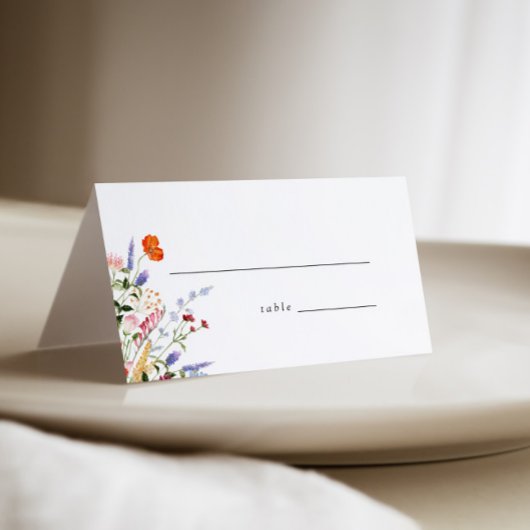 farbenfrohe Wildblume Hochzeit Platzkarte